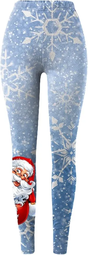 Christmas Leggings for Women Slim Printed Elastic Long Boot Pants Pants Buttery Soft Printed Tights Christmas Flare