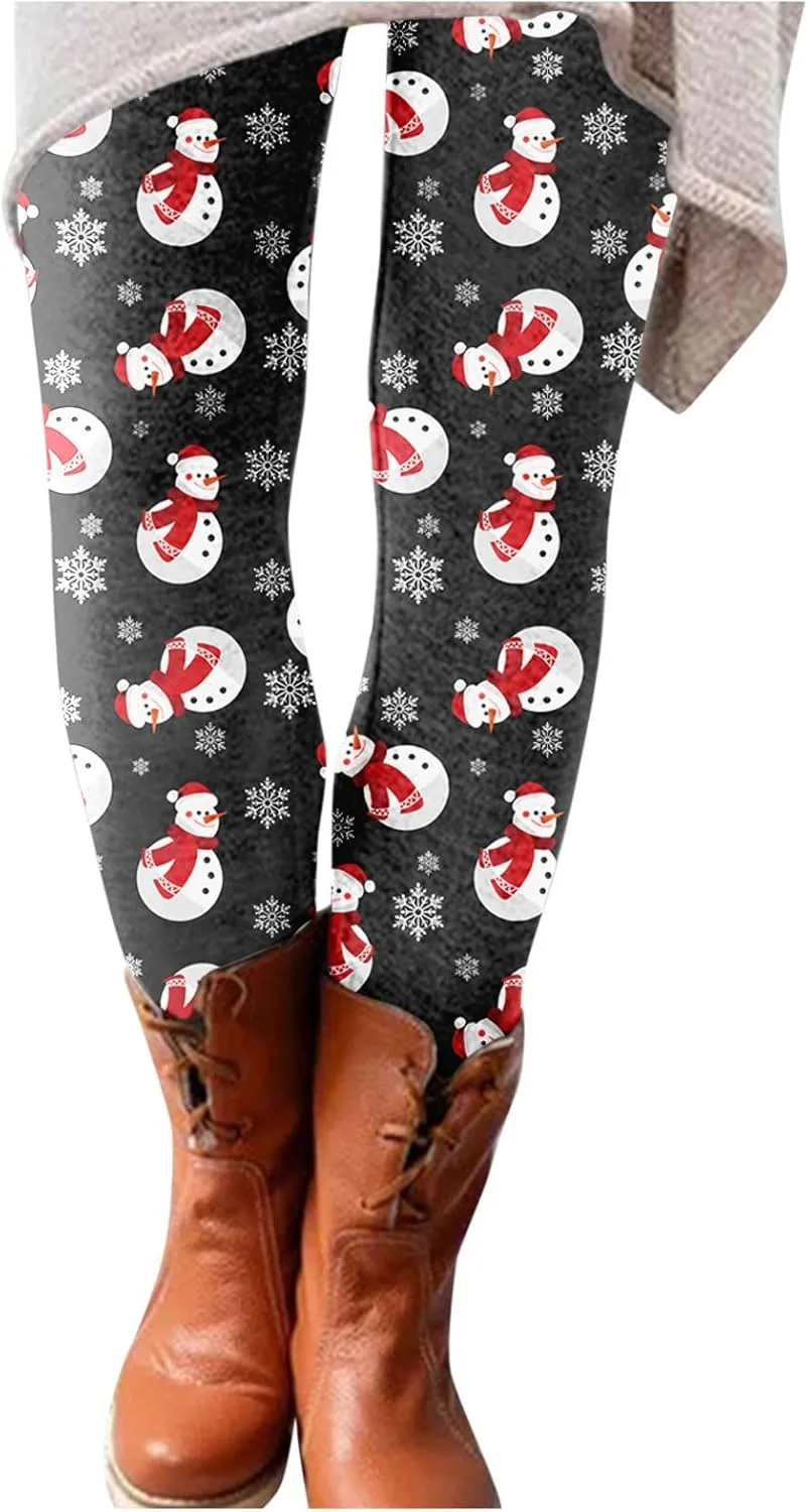 Christmas Leggings for Women Slim Printed Elastic Long Boot Pants Pants Buttery Soft Printed Tights Christmas Flare