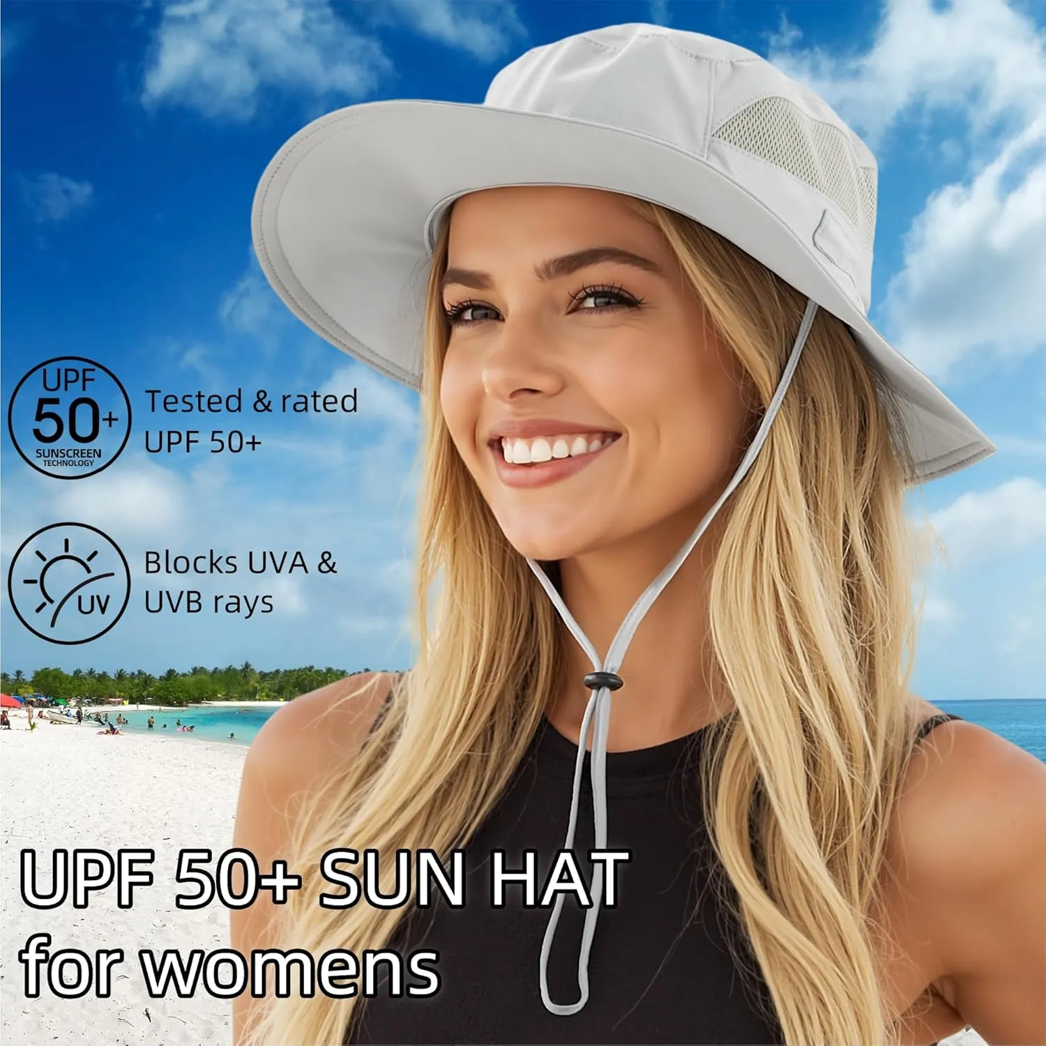 Connectyle Women's UPF 50  Sun Hat UV Protection Wide Brim Bucket Hat Summer Beach Hats Fishing Hiking Outdoor Safari Hats