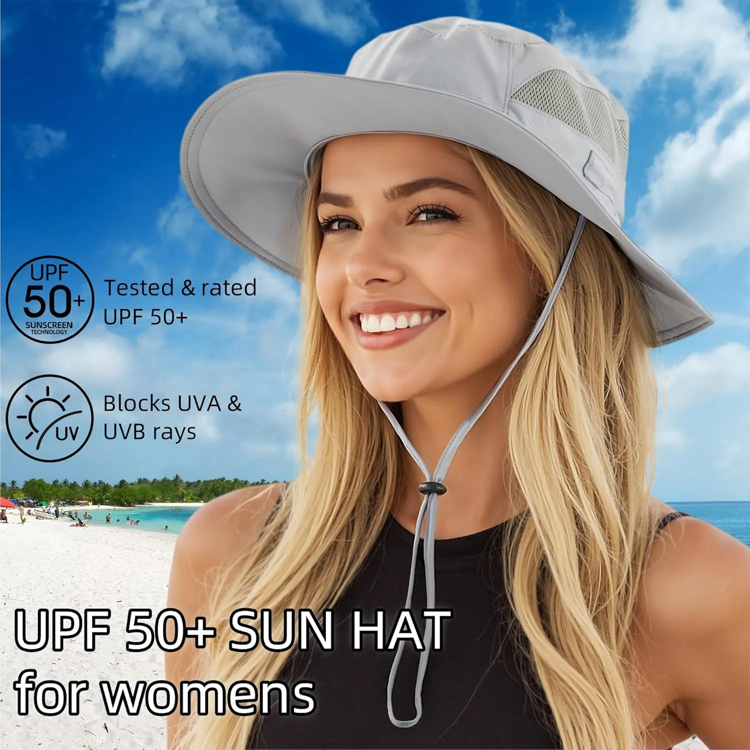 Connectyle Women's UPF 50  Sun Hat UV Protection Wide Brim Bucket Hat Summer Beach Hats Fishing Hiking Outdoor Safari Hats