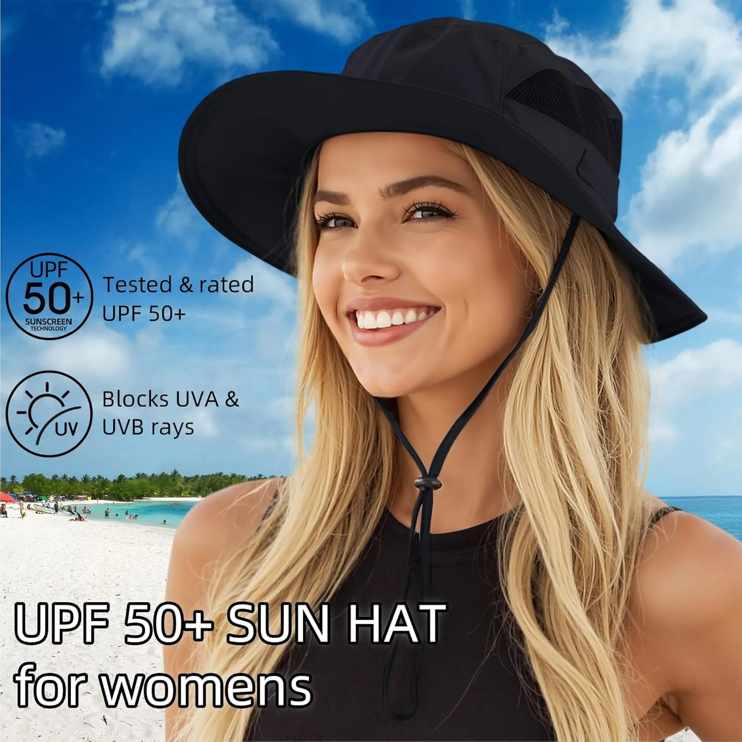 Connectyle Women's UPF 50  Sun Hat UV Protection Wide Brim Bucket Hat Summer Beach Hats Fishing Hiking Outdoor Safari Hats