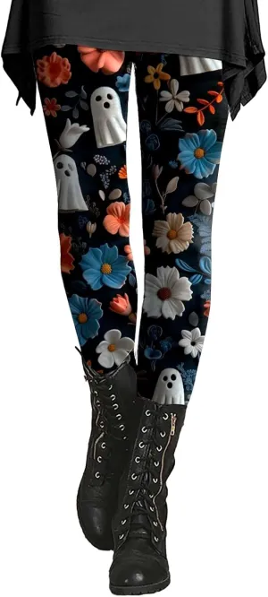 Cotton Flare Printed Leggings for Women Womens Patterned Tights Leggings for Running Women Non Slip