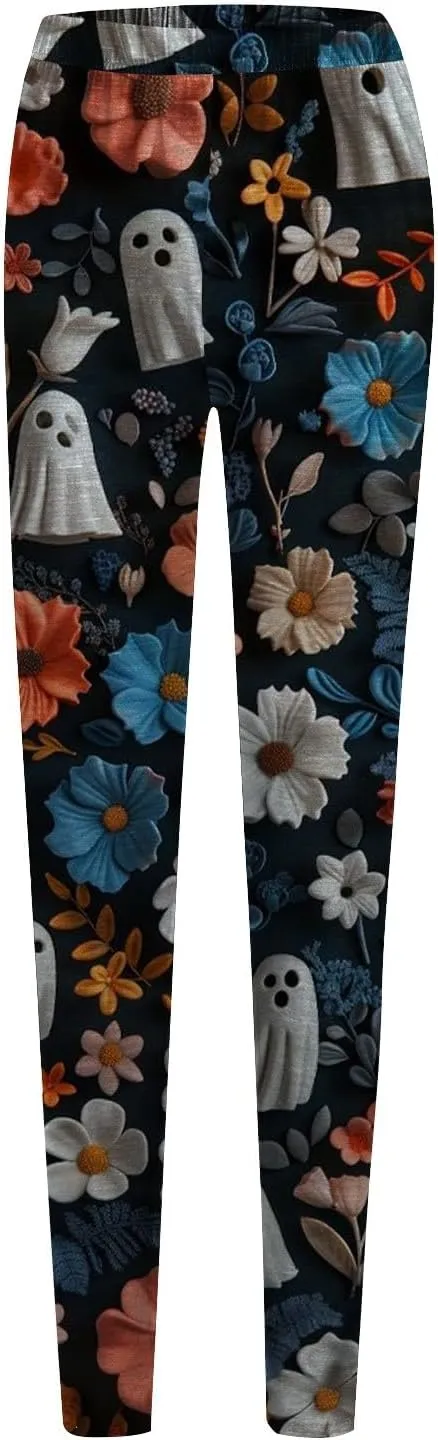 Cotton Flare Printed Leggings for Women Womens Patterned Tights Leggings for Running Women Non Slip