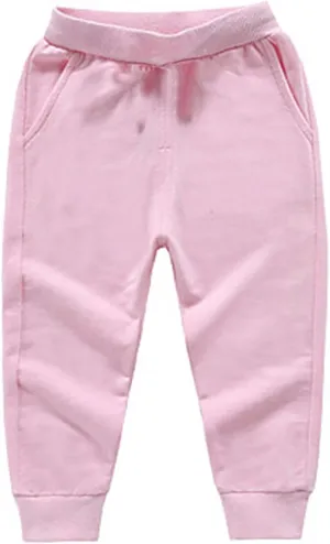Cotton Sweatpants for Kids Girls Boys Joggers Solid Pull On Harem Pants Toddler Elastic Waist Loose Fit Jogger Pants