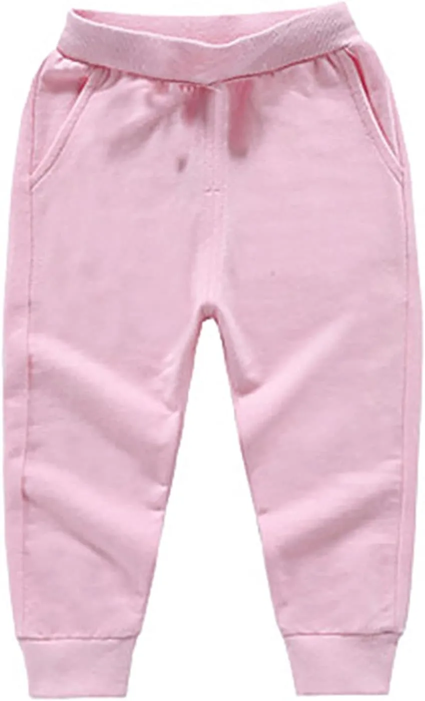 Cotton Sweatpants for Kids Girls Boys Joggers Solid Pull On Harem Pants Toddler Elastic Waist Loose Fit Jogger Pants