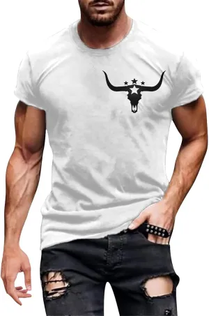 Crewneck Vintage T Shirts for Men Slim Fit Short Sleeve 2025 Trendy Summer Graphic Tees Hip Hop Hipster Streetwear
