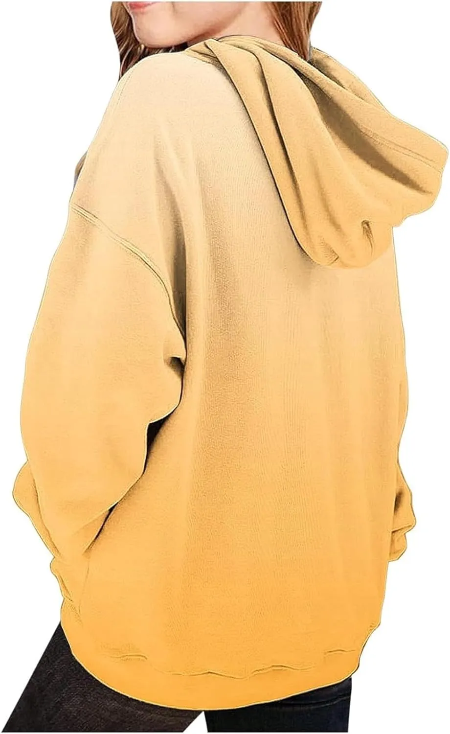 Cute Hoodies for Girls Oversized Long Sleeve Gradient Drawstring Hooded Sweatshirt Teen Girls Pullover Tops