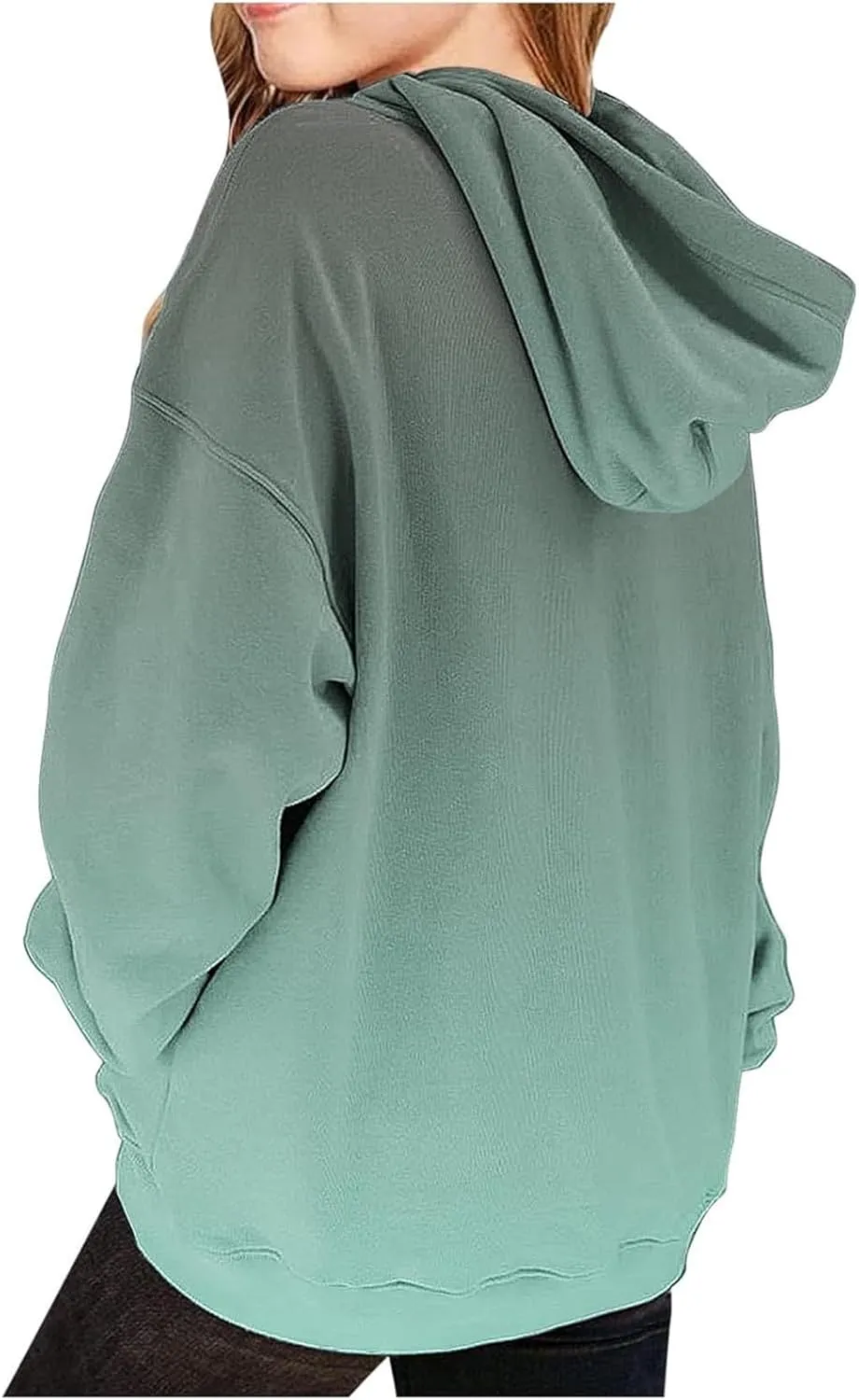 Cute Hoodies for Girls Oversized Long Sleeve Gradient Drawstring Hooded Sweatshirt Teen Girls Pullover Tops