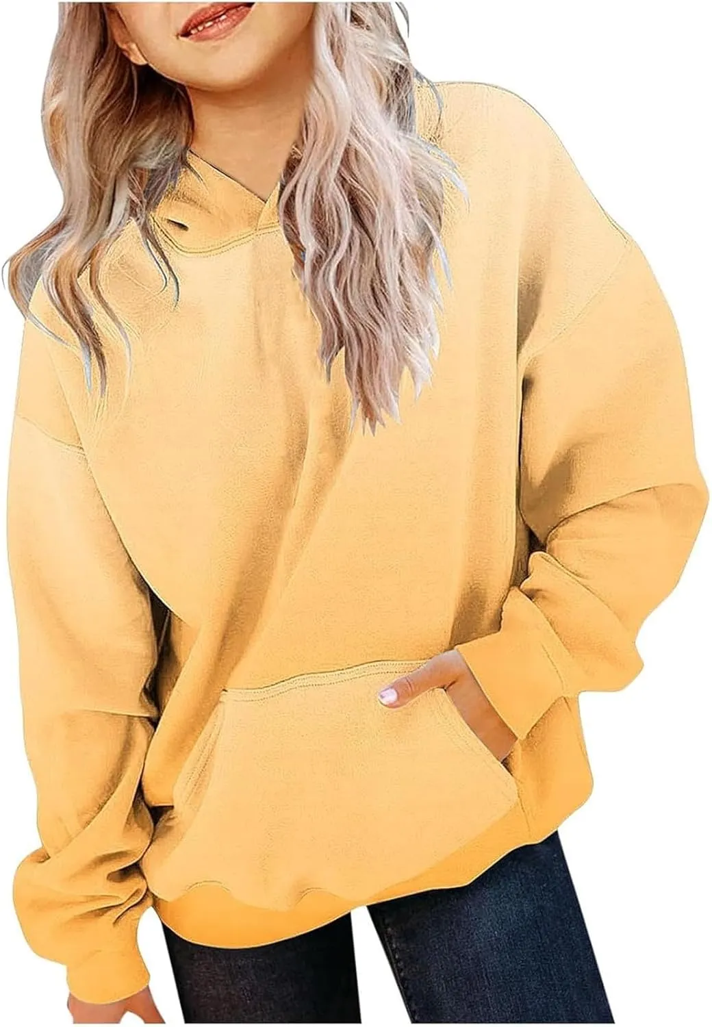 Cute Hoodies for Girls Oversized Long Sleeve Gradient Drawstring Hooded Sweatshirt Teen Girls Pullover Tops