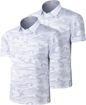 Derminpro Men’s Camo Golf Shirts Moisture Wicking Short/Long Sleeve Dry Fit Golf Polos