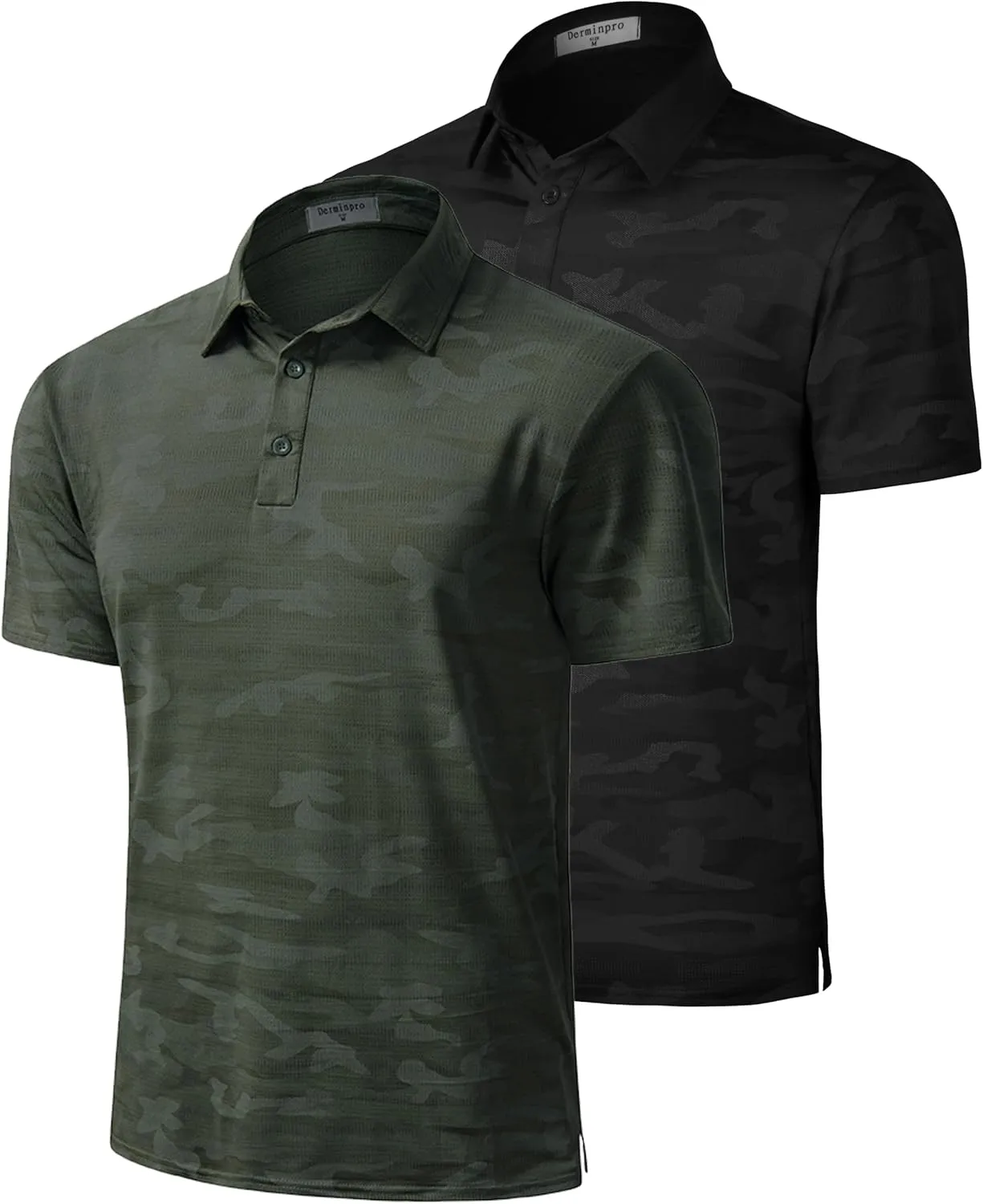 Derminpro Men’s Camo Golf Shirts Moisture Wicking Short/Long Sleeve Dry Fit Golf Polos