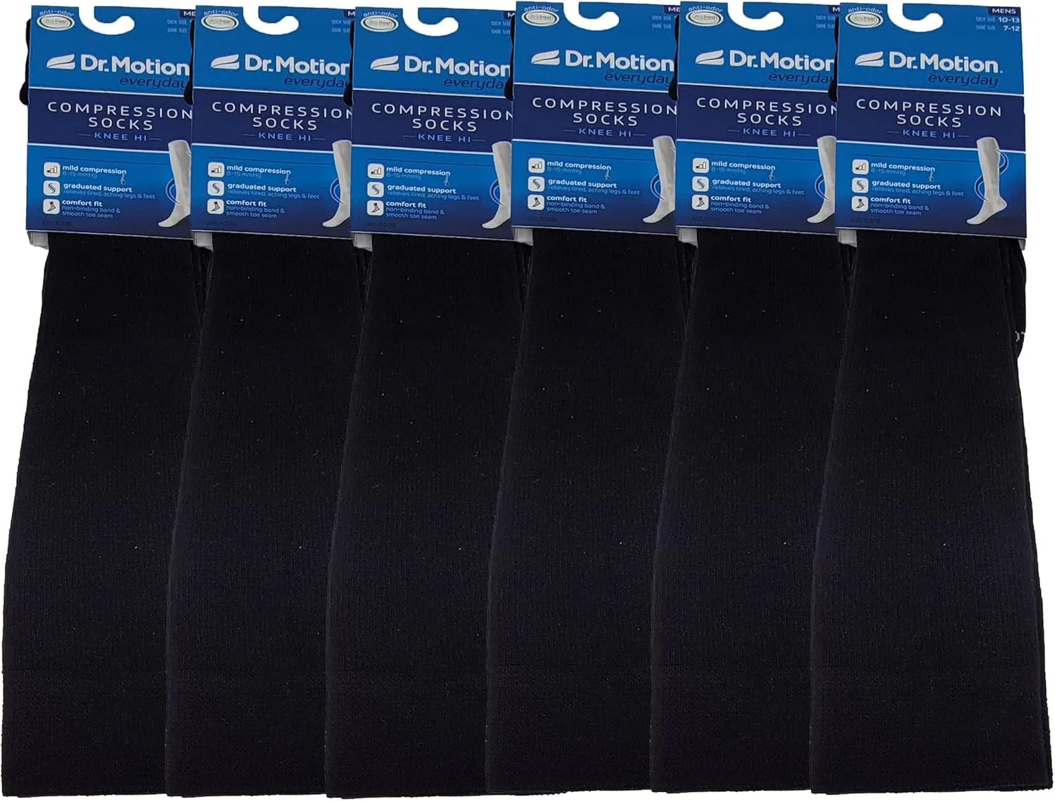 Dr. Motion Men 6 pairs pack everyday compression knee high socks