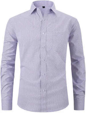Dress Shirts for Men Casual Long Sleeve Button Down Shirts Wrinkle-Free Stretch Slim Fit Formal Business Blouse Tunic