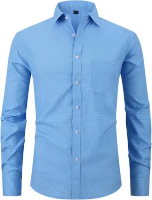Dress Shirts for Men Casual Long Sleeve Button Down Shirts Wrinkle-Free Stretch Slim Fit Formal Business Blouse Tunic