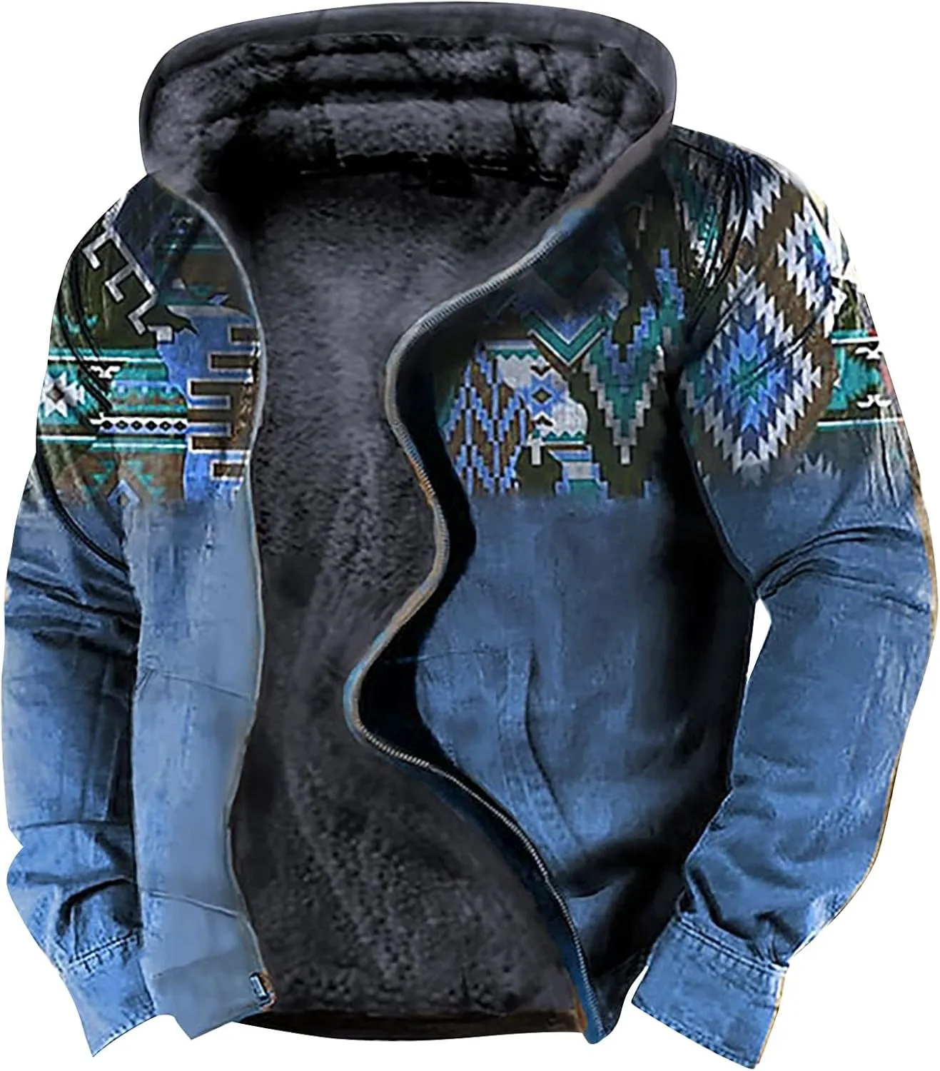 Dudubaby Long Fleece Hoodie Softest Hoodie Men'S Casual Camouflage Sports Sweatshirt Long Sleeve Zipper Hooded Jacket Coat