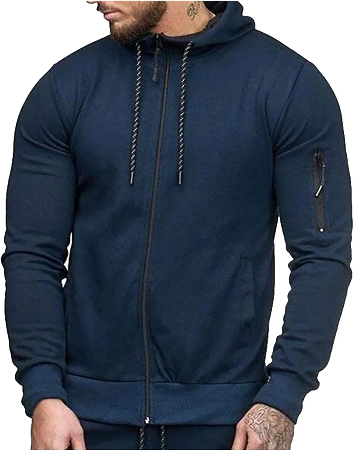 DuDubaby Men's Casual Camouflage Sports Sweatshirt Long Sleeve Zipper Hooded Jacket Coat