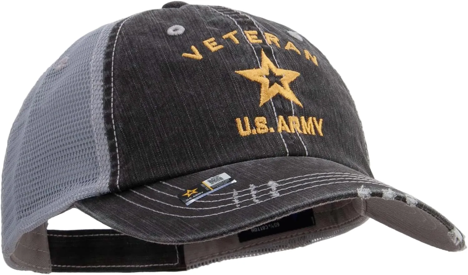 e4Hats.com U.S. Army Veteran Military Embroidered Low Profile Special Cotton Mesh Cap