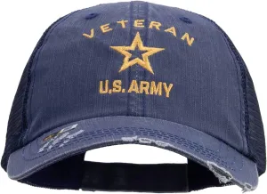 e4Hats.com U.S. Army Veteran Military Embroidered Low Profile Special Cotton Mesh Cap