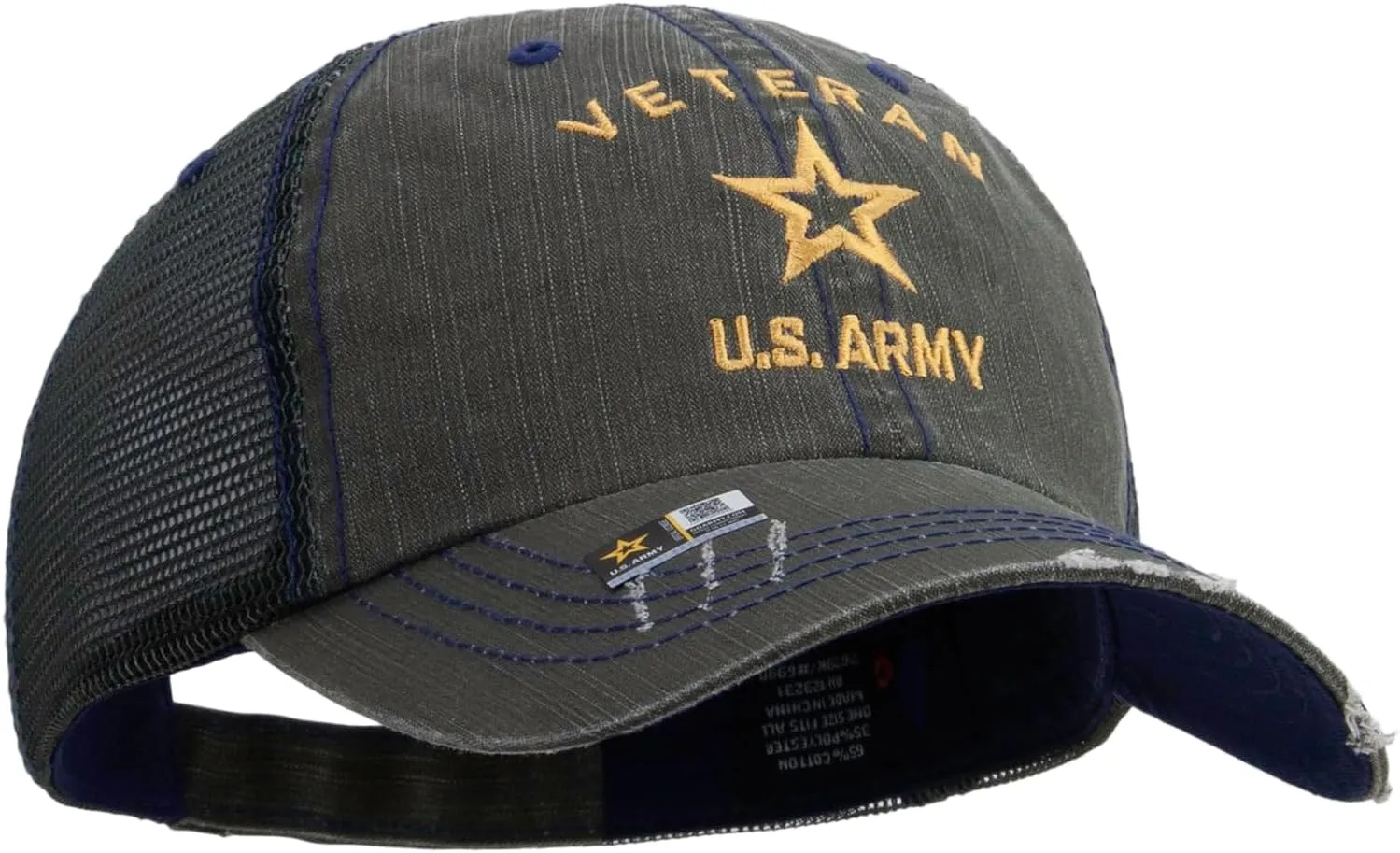 e4Hats.com U.S. Army Veteran Military Embroidered Low Profile Special Cotton Mesh Cap