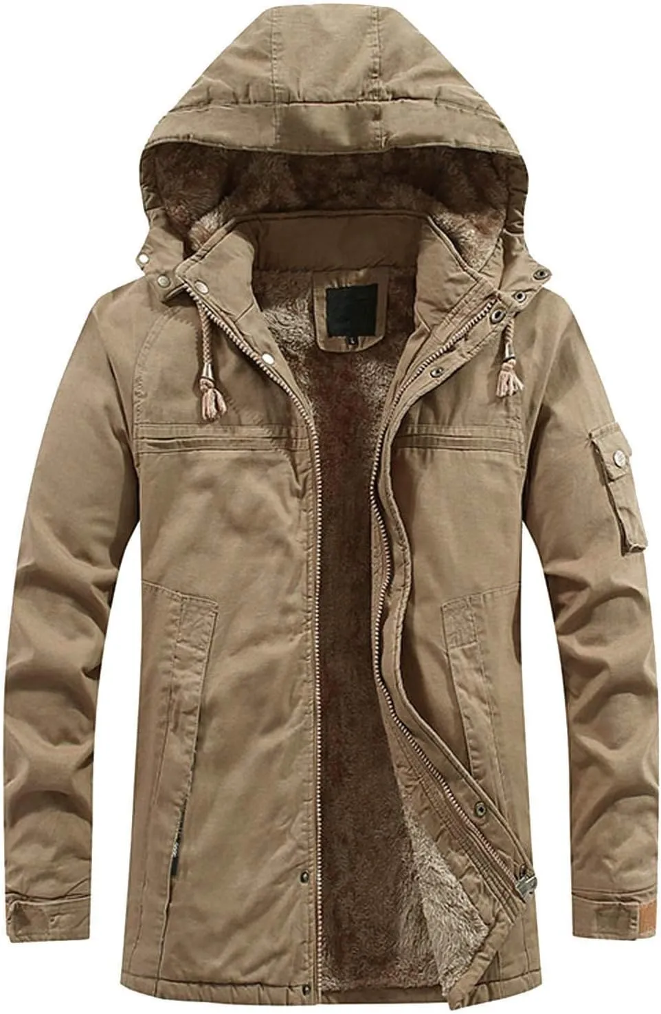 Fleece Lined Parka Jackets for Men Snow Ski Jacket with Hood Big and Tall Sports Coat Heavyweight Jackets Outwear Coat
