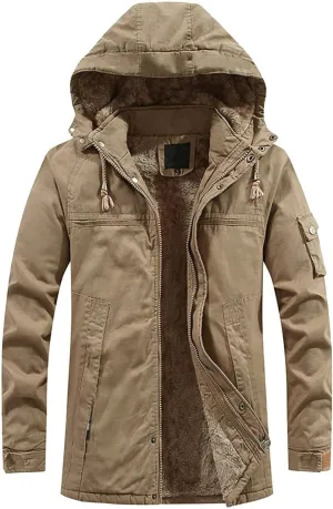Fleece Lined Parka Jackets for Men Snow Ski Jacket with Hood Big and Tall Sports Coat Heavyweight Jackets Outwear Coat