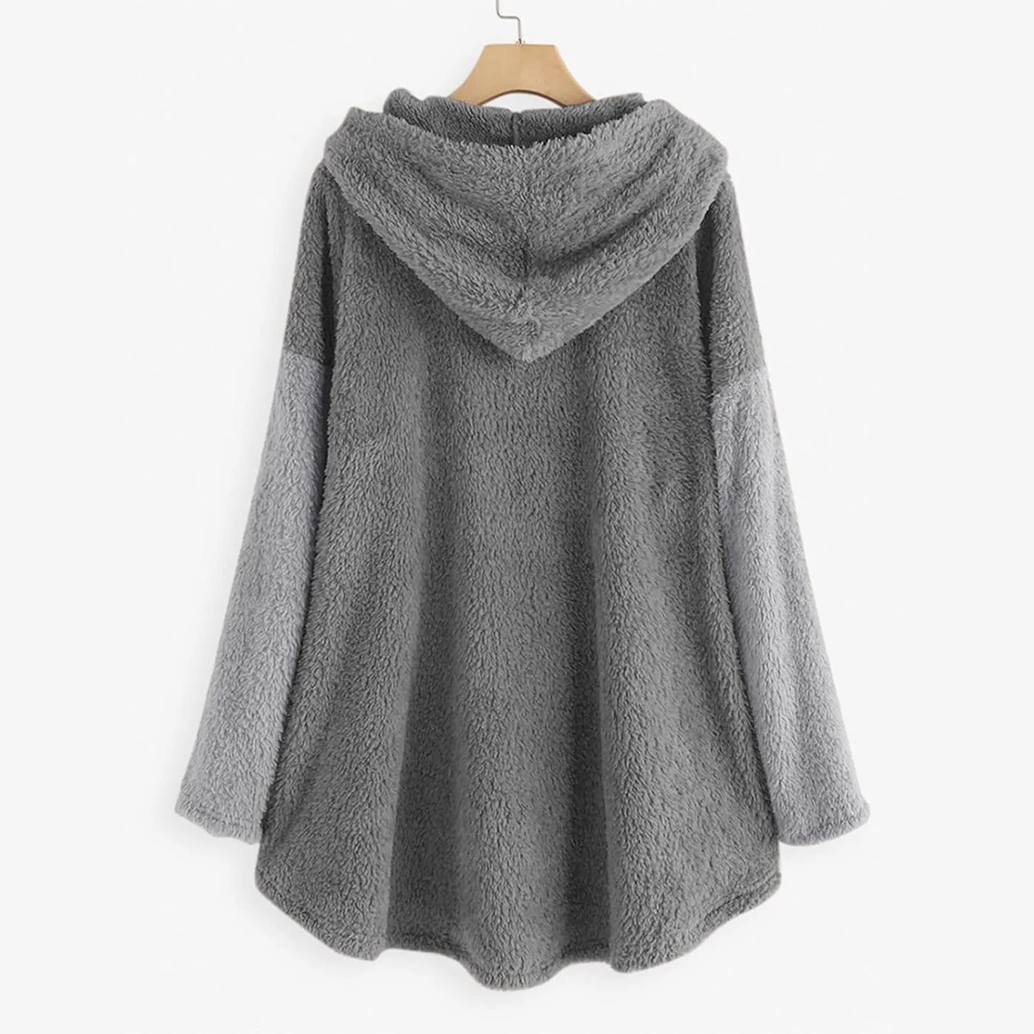 Fleece Zip Up Women Warm Winter Plus Size Cute Button Down Hooded Tops Teddy Coat Outerwear With Pockets Fall Jacket