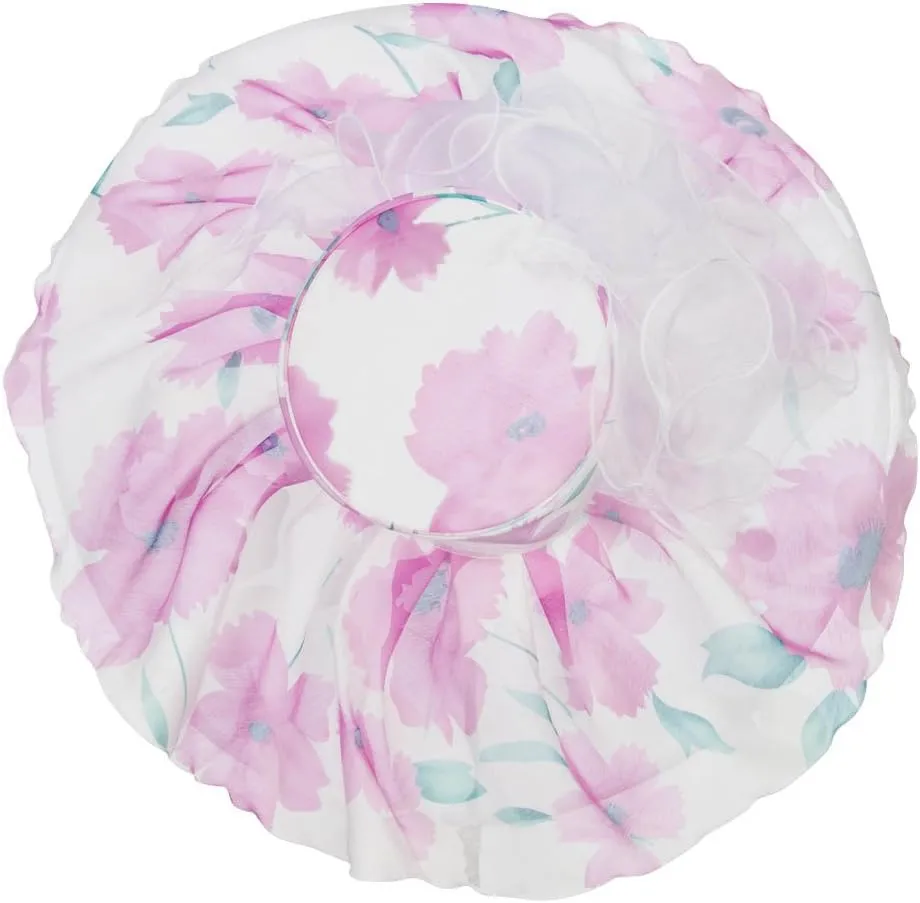 Floral Printed Double Brim Organza Hat