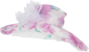 Floral Printed Double Brim Organza Hat