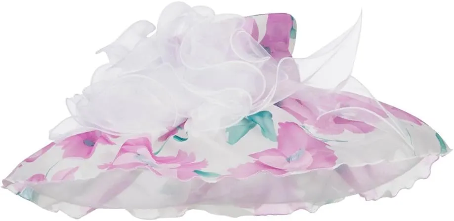 Floral Printed Double Brim Organza Hat