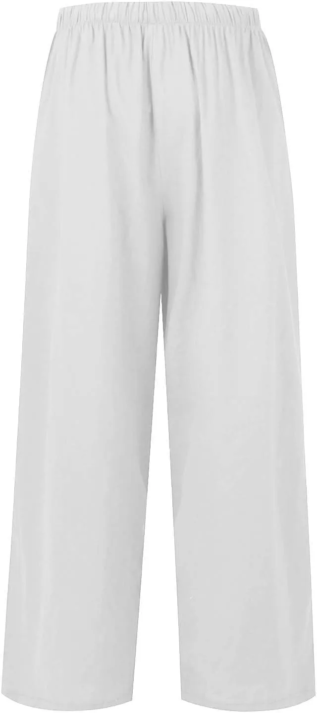 Flowy Pants for Women Tiered Palazzo Pants Flowy Elastic High Waisted Wide Leg Beach Pants