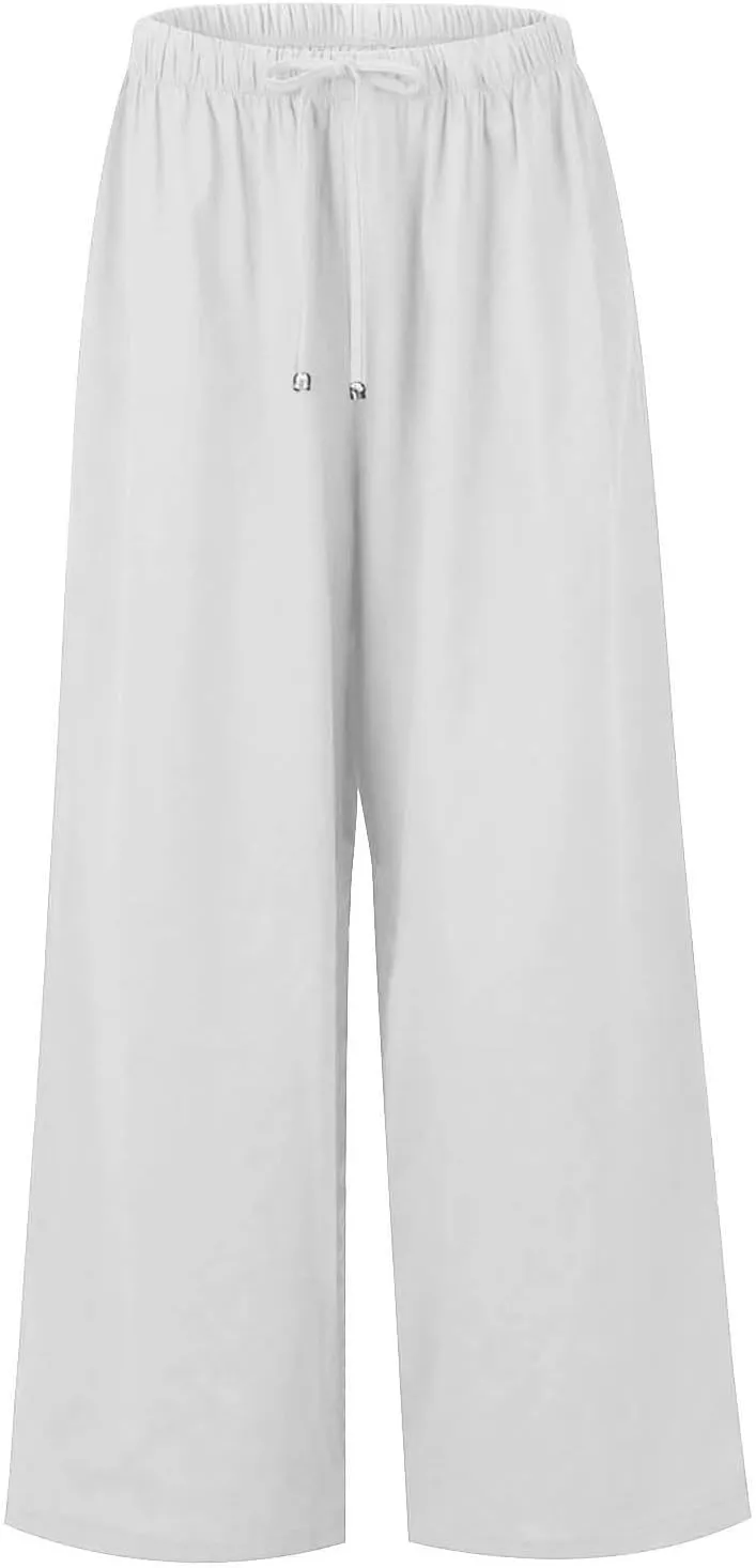 Flowy Pants for Women Tiered Palazzo Pants Flowy Elastic High Waisted Wide Leg Beach Pants