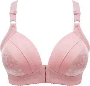 Front Close Bras for Women, Push Up Wirefree Bra Sexy Lace Bralettes with Deep V Neck Stretchable Straps Bras
