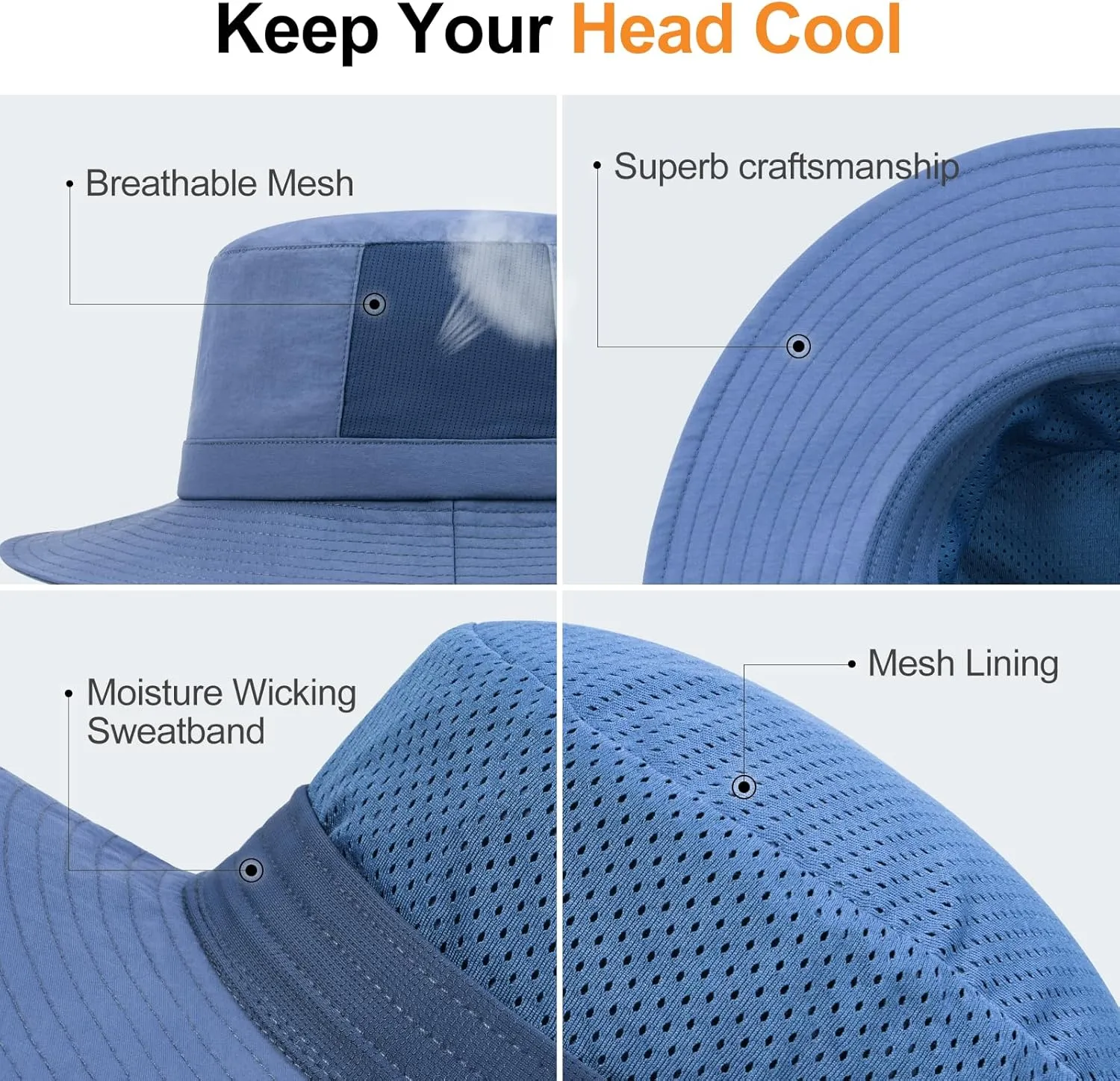 FUICUI Quick Dry Sun Bucket Hat for Men Women Outdoor Unisex Packable Travel Cap