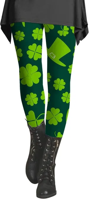 Fun St. Patrick's Day Leggings for Women Women's St Day Leggings Irish Irish Sports Leggings with Soft and Slim Gym