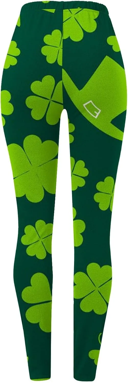 Fun St. Patrick's Day Leggings for Women Women's St Day Leggings Irish Irish Sports Leggings with Soft and Slim Gym