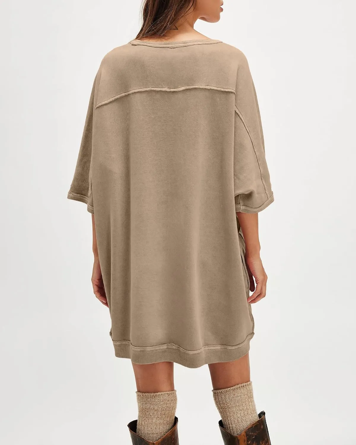 Gacaky Womens Oversized Sweatshirts Pullover 3/4 Sleeve Crewneck Pullover Tops Trendy Cute Y2K Tee with Pockets