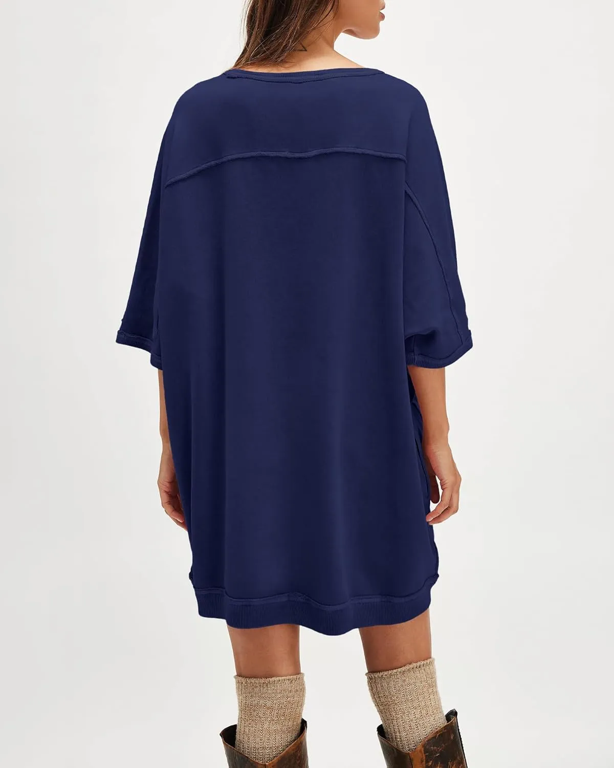 Gacaky Womens Oversized Sweatshirts Pullover 3/4 Sleeve Crewneck Pullover Tops Trendy Cute Y2K Tee with Pockets
