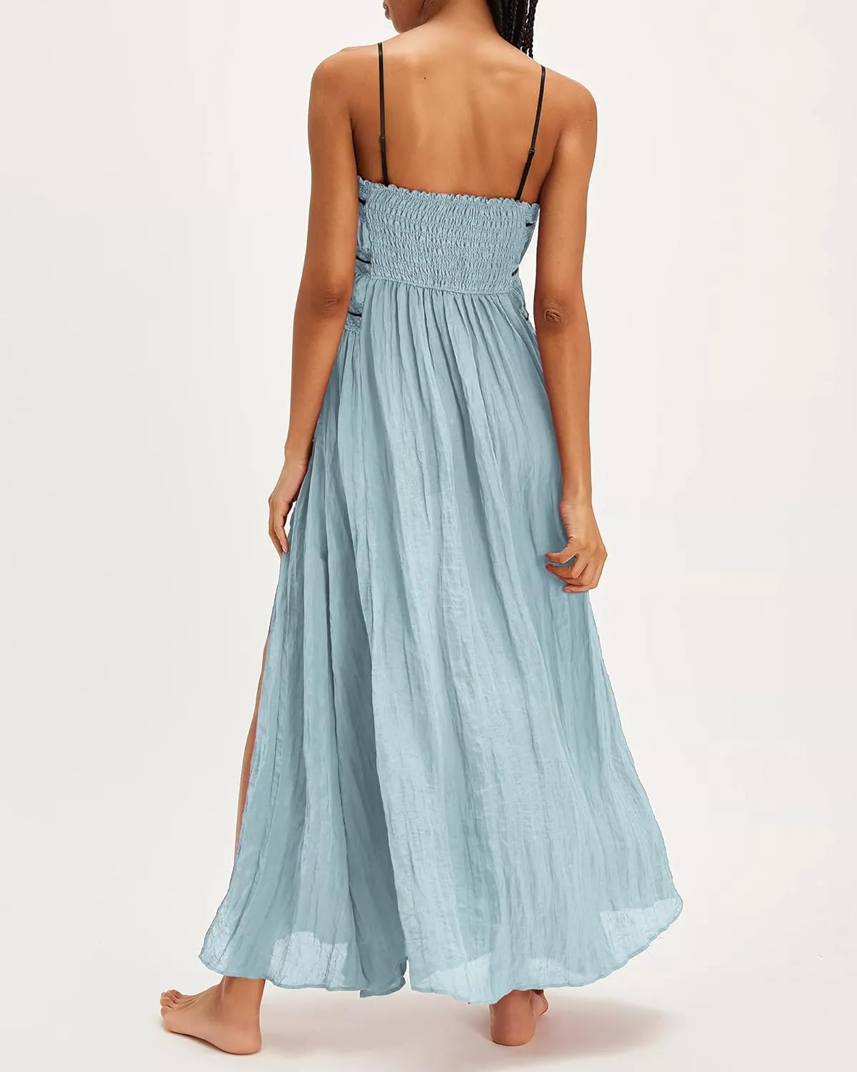 Gacaky Women's Summer Dress Boho Sexy Sleeveless High Waist Side Split A Line Beach Long Maxi Dress
