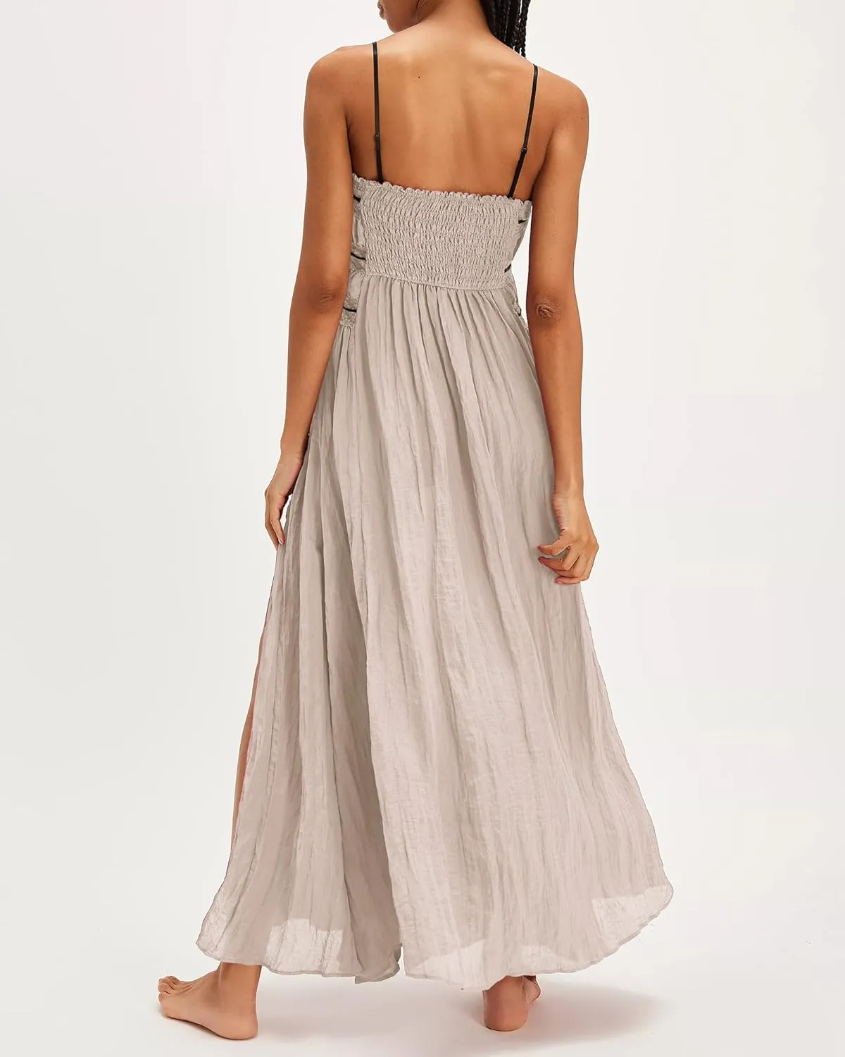 Gacaky Women's Summer Dress Boho Sexy Sleeveless High Waist Side Split A Line Beach Long Maxi Dress