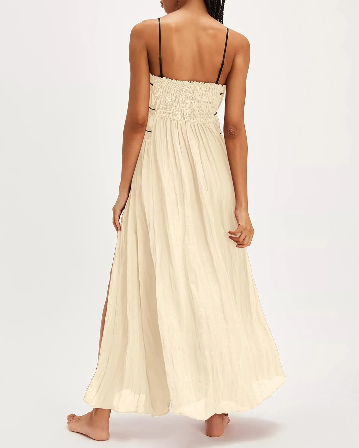 Gacaky Women's Summer Dress Boho Sexy Sleeveless High Waist Side Split A Line Beach Long Maxi Dress