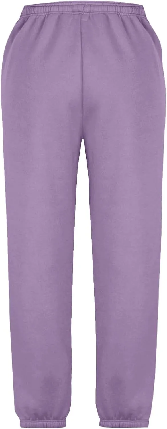 Girls Baggy Sweatpants for Teen Wide Leg Pants Pockets Sport Joggers Solid Loose Elastic Waist Pull On Trousers