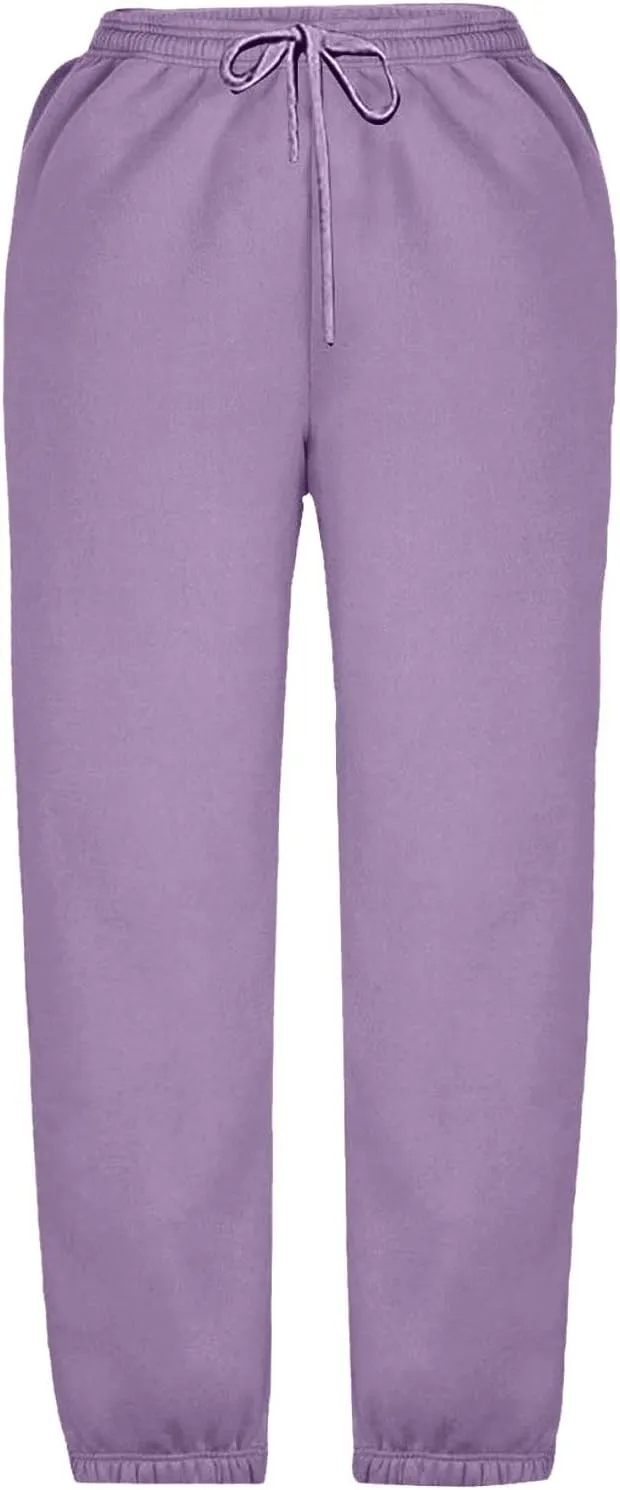 Girls Baggy Sweatpants for Teen Wide Leg Pants Pockets Sport Joggers Solid Loose Elastic Waist Pull On Trousers