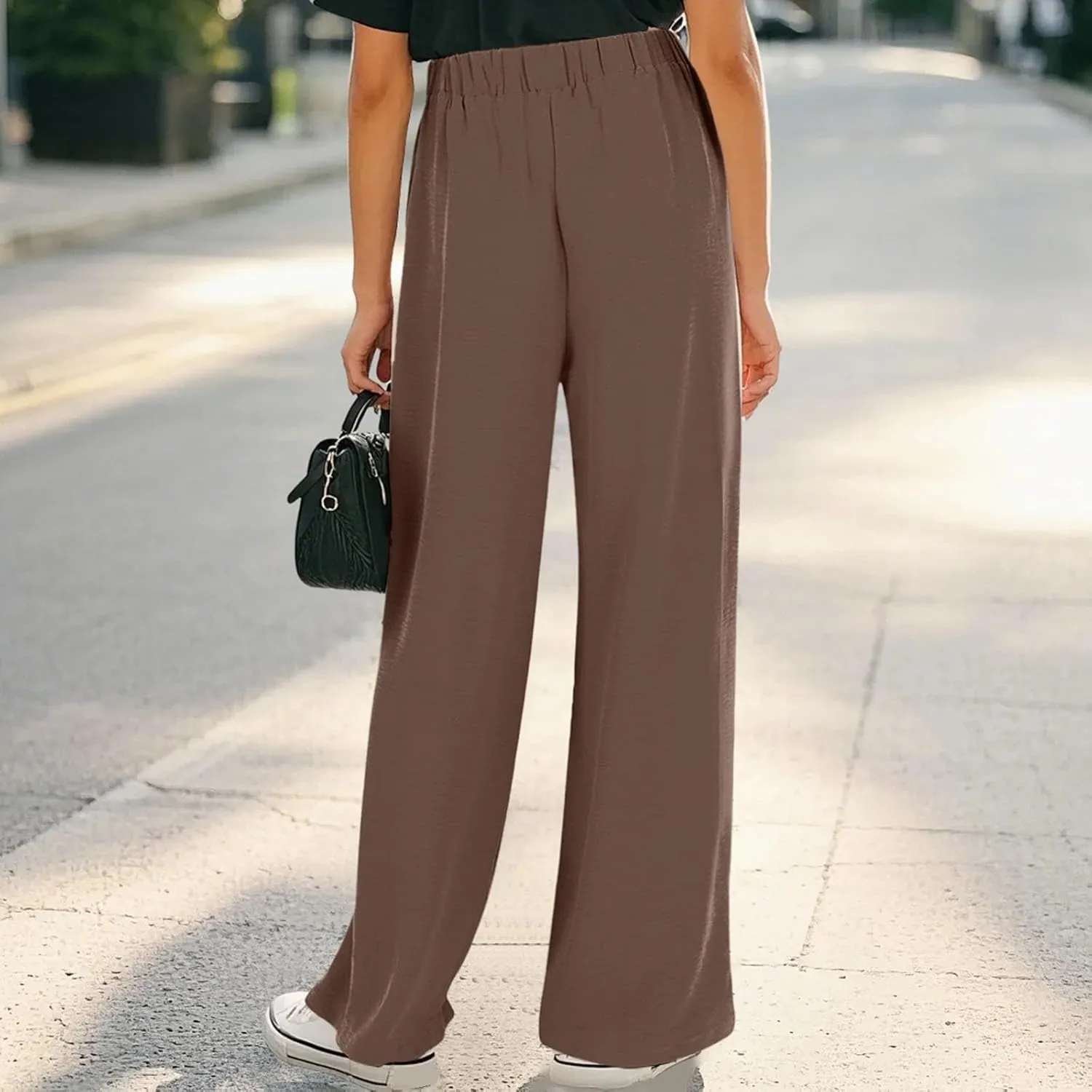 Girls Flowy Palazzo Pants Teen Wide Leg Sweatpants Drawstring Straight Leg Loose Casual Trousers Solid Color Joggers