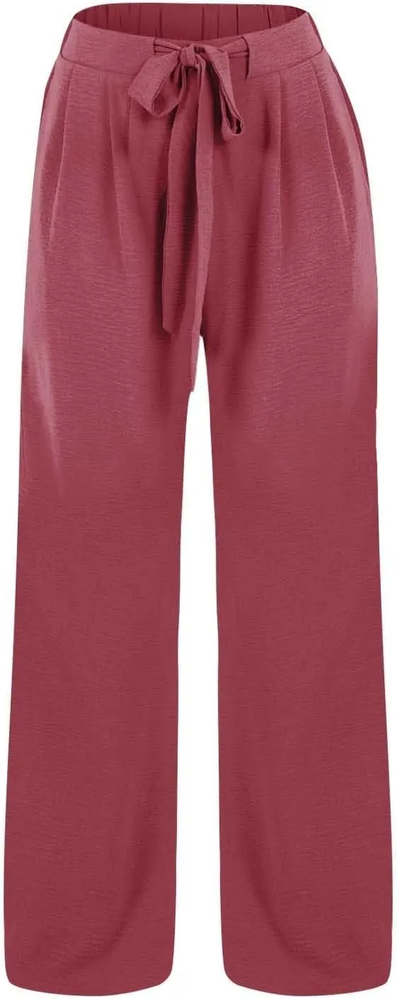 Girls Flowy Palazzo Pants Teen Wide Leg Sweatpants Drawstring Straight Leg Loose Casual Trousers Solid Color Joggers
