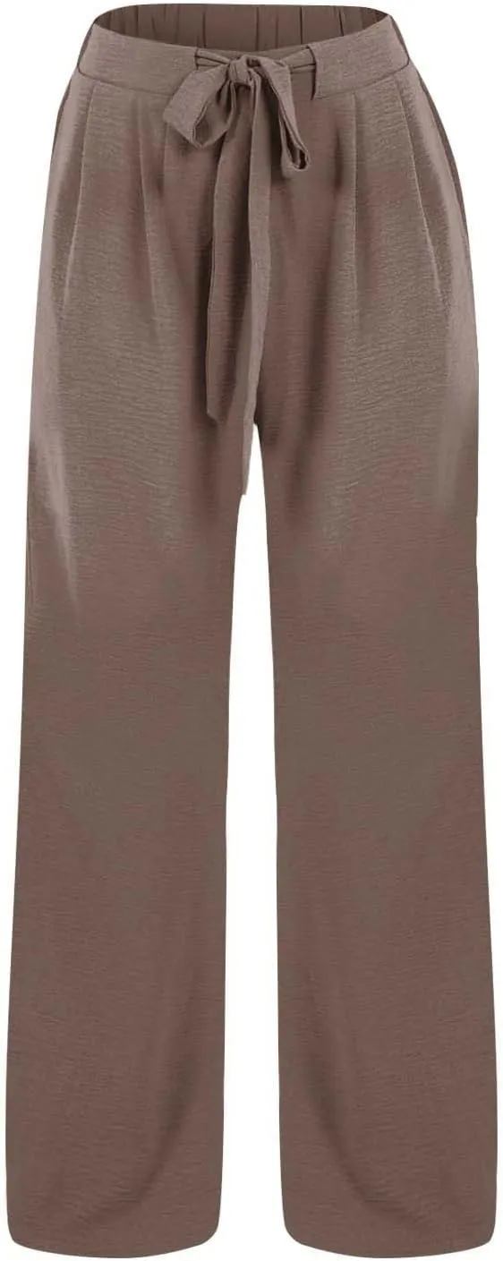 Girls Flowy Palazzo Pants Teen Wide Leg Sweatpants Drawstring Straight Leg Loose Casual Trousers Solid Color Joggers