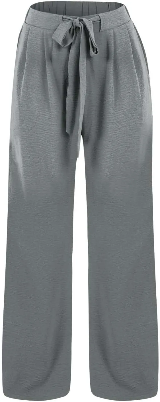 Girls Flowy Palazzo Pants Teen Wide Leg Sweatpants Drawstring Straight Leg Loose Casual Trousers Solid Color Joggers