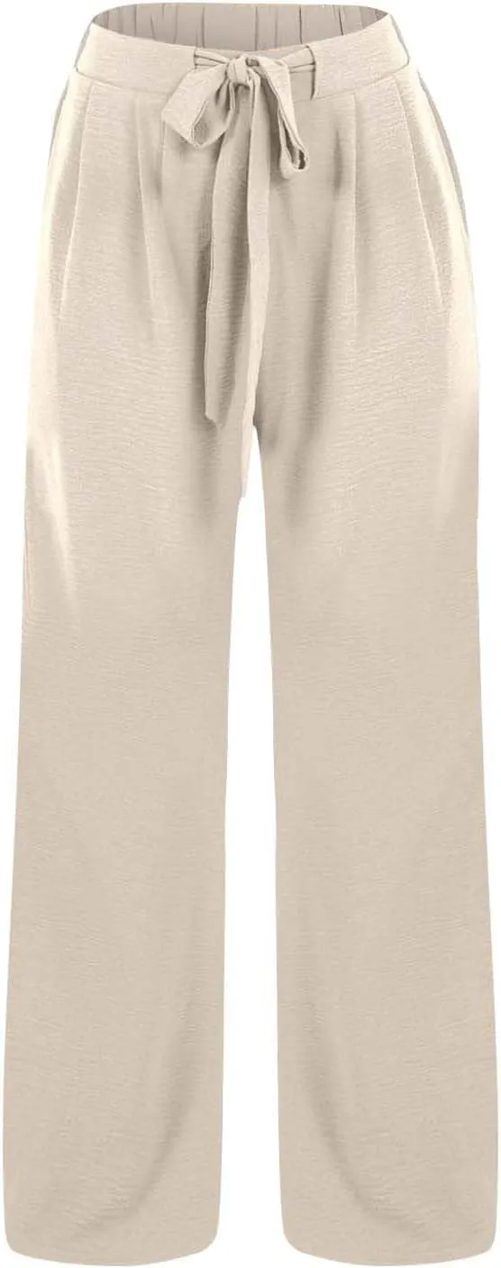 Girls Flowy Palazzo Pants Teen Wide Leg Sweatpants Drawstring Straight Leg Loose Casual Trousers Solid Color Joggers