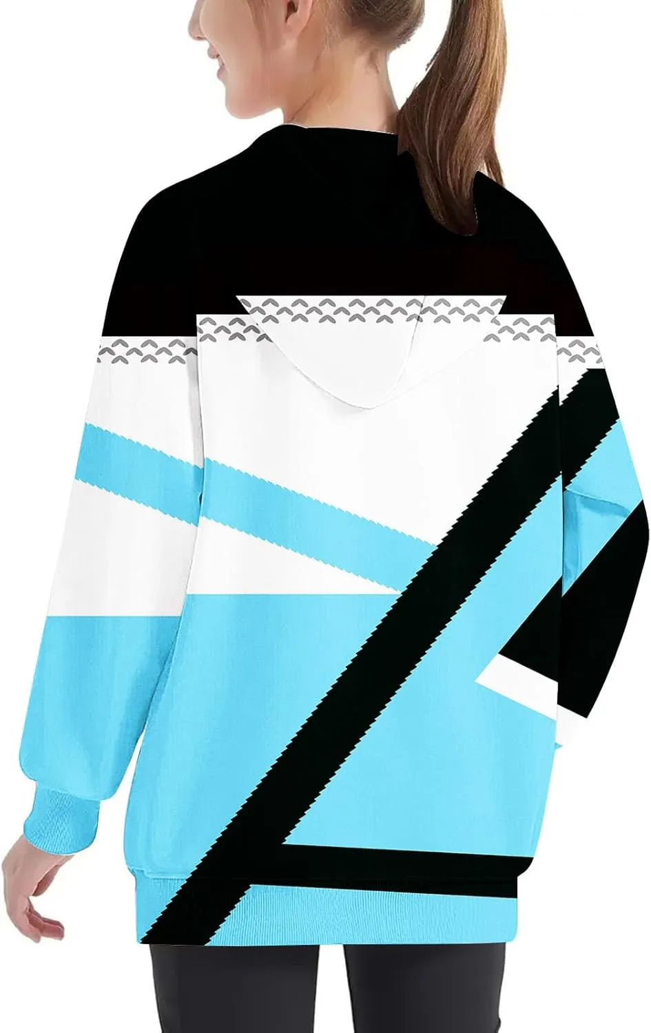 Girls Geometric Abstract Long Sleeve Sweatshirt Casual Lightweight Everyday Hoodie Teens