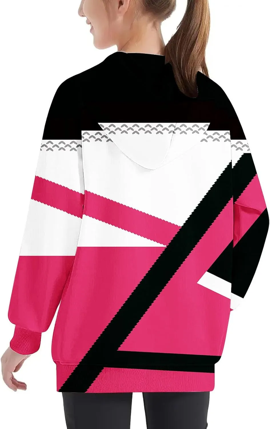Girls Geometric Abstract Long Sleeve Sweatshirt Casual Lightweight Everyday Hoodie Teens