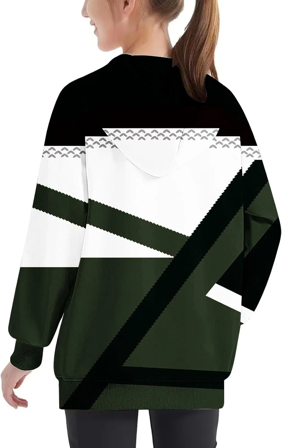 Girls Geometric Abstract Long Sleeve Sweatshirt Casual Lightweight Everyday Hoodie Teens